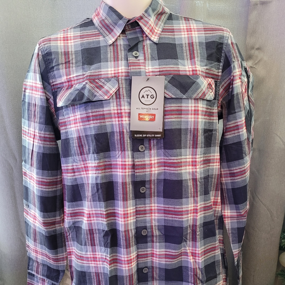 Wrangler ATG Men's Small Sleeve Zip Utility Shirt NWT